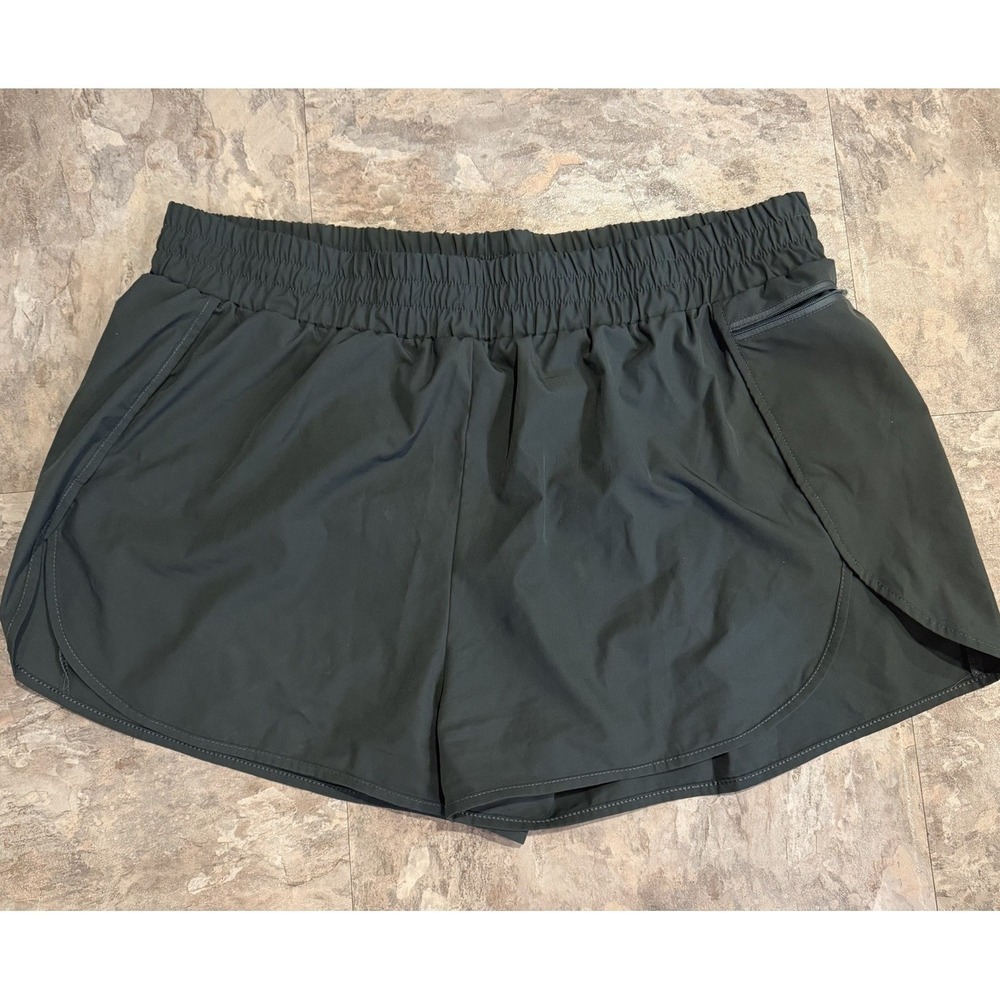 Women's Running Short Green Size  XXXL Featuring Zip Pocket And Built In Liner